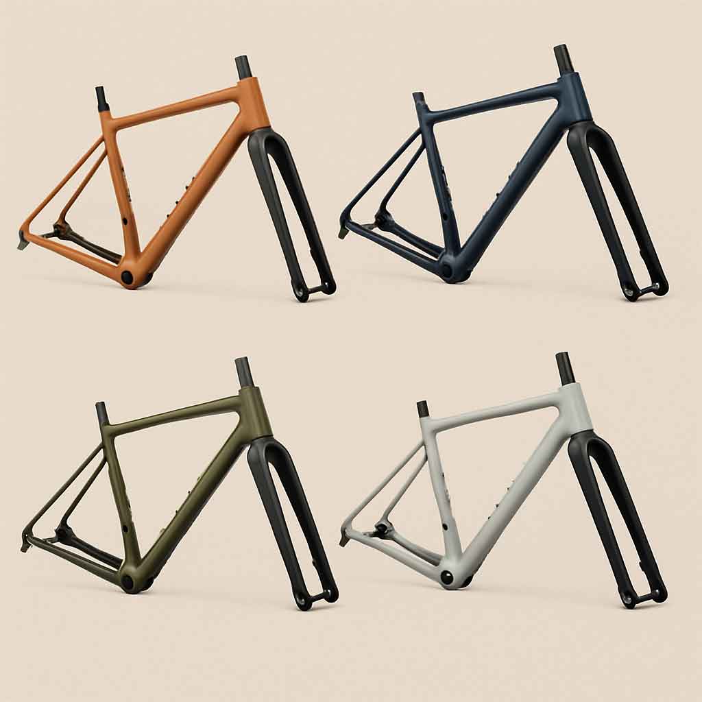 A selection of gravel bike frames