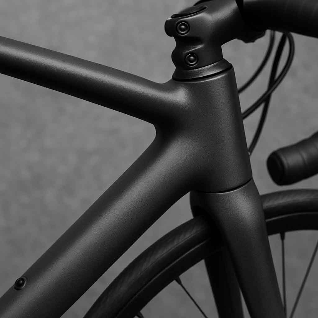 Graphite bicycle frame close-up