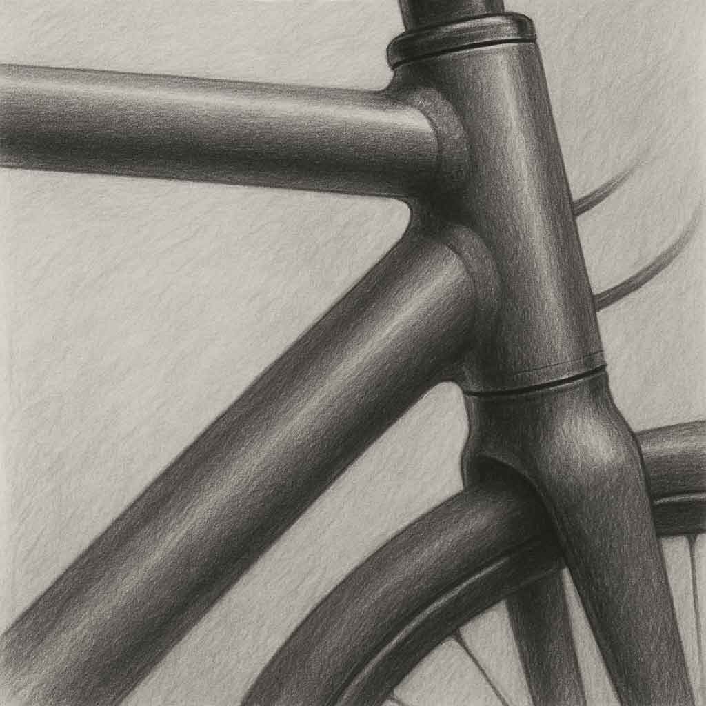Graphite bicycle frame close-up