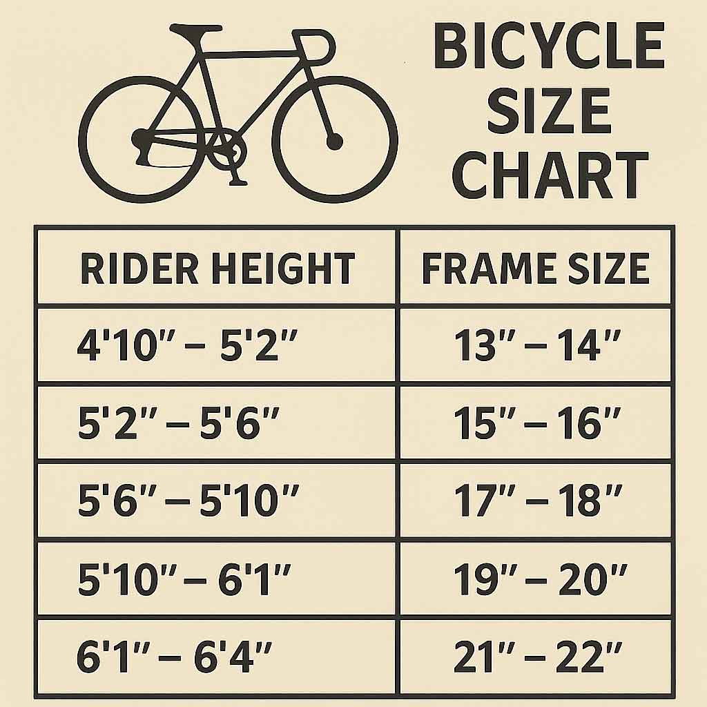 Bicycle size chart example
