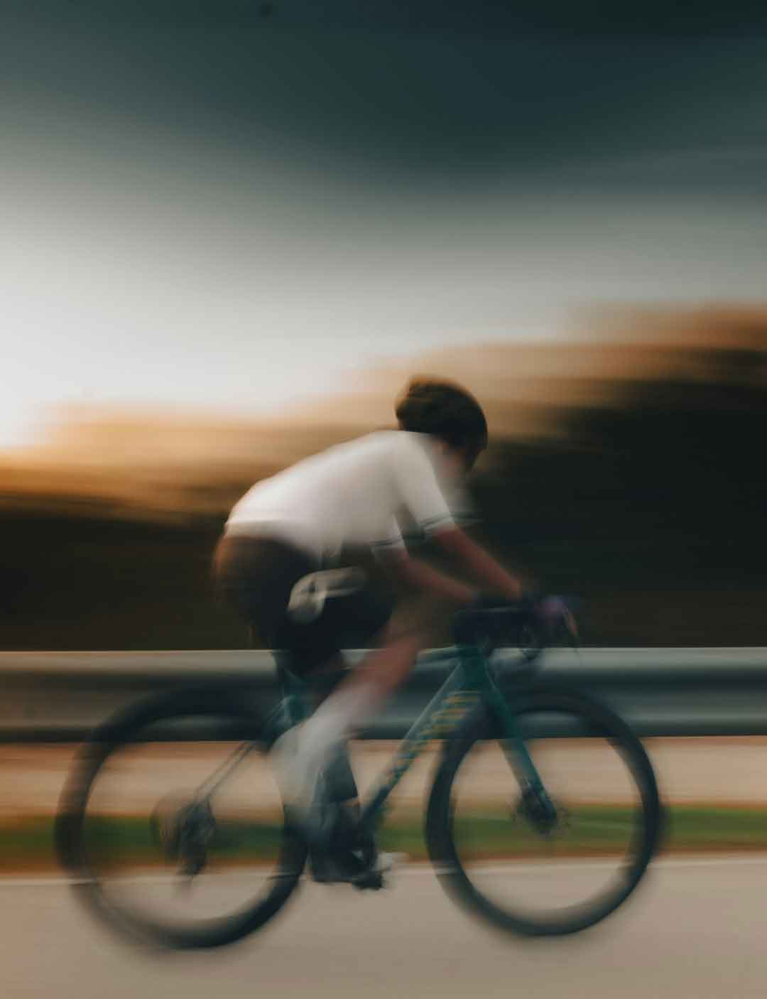Person test riding a bike