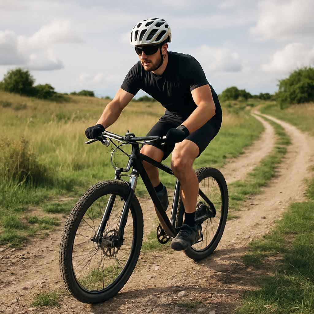 Cyclist on mixed terrain