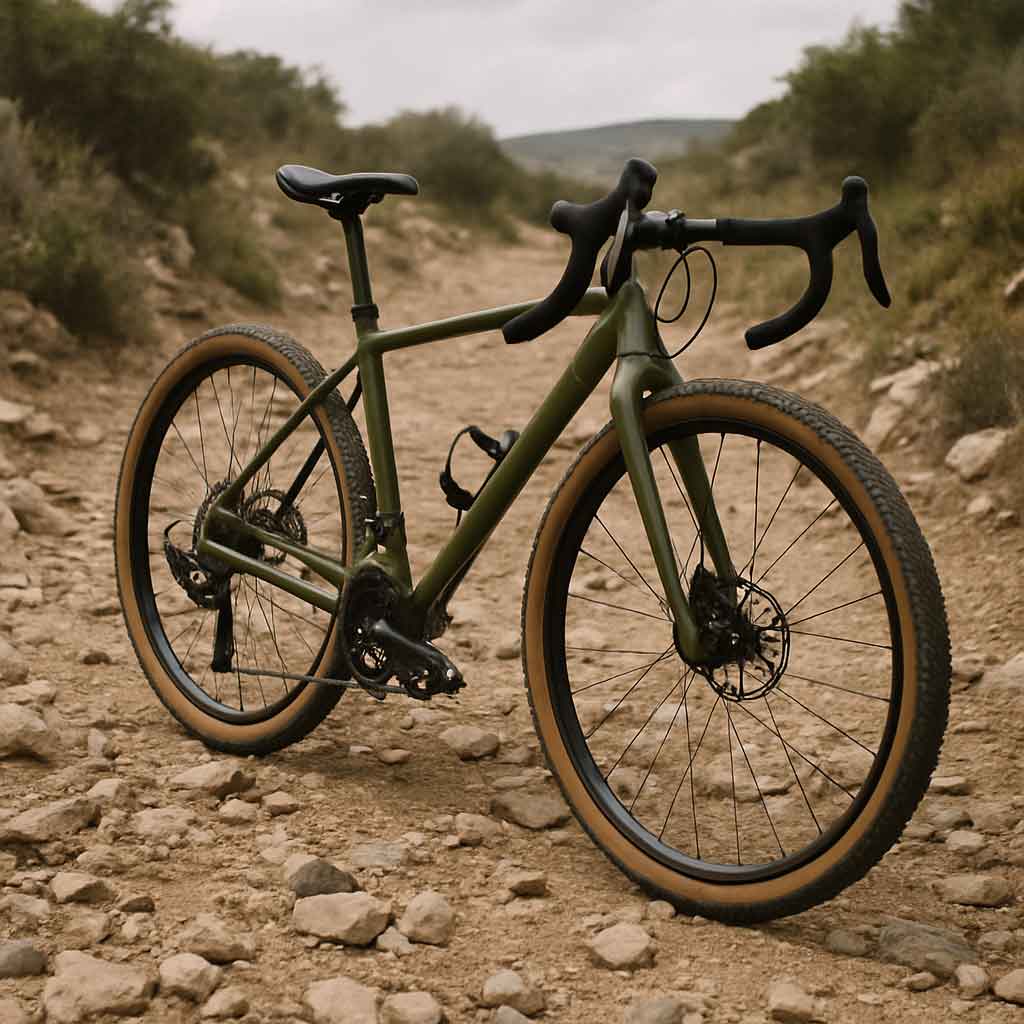 Gravel bike on a rocky trail