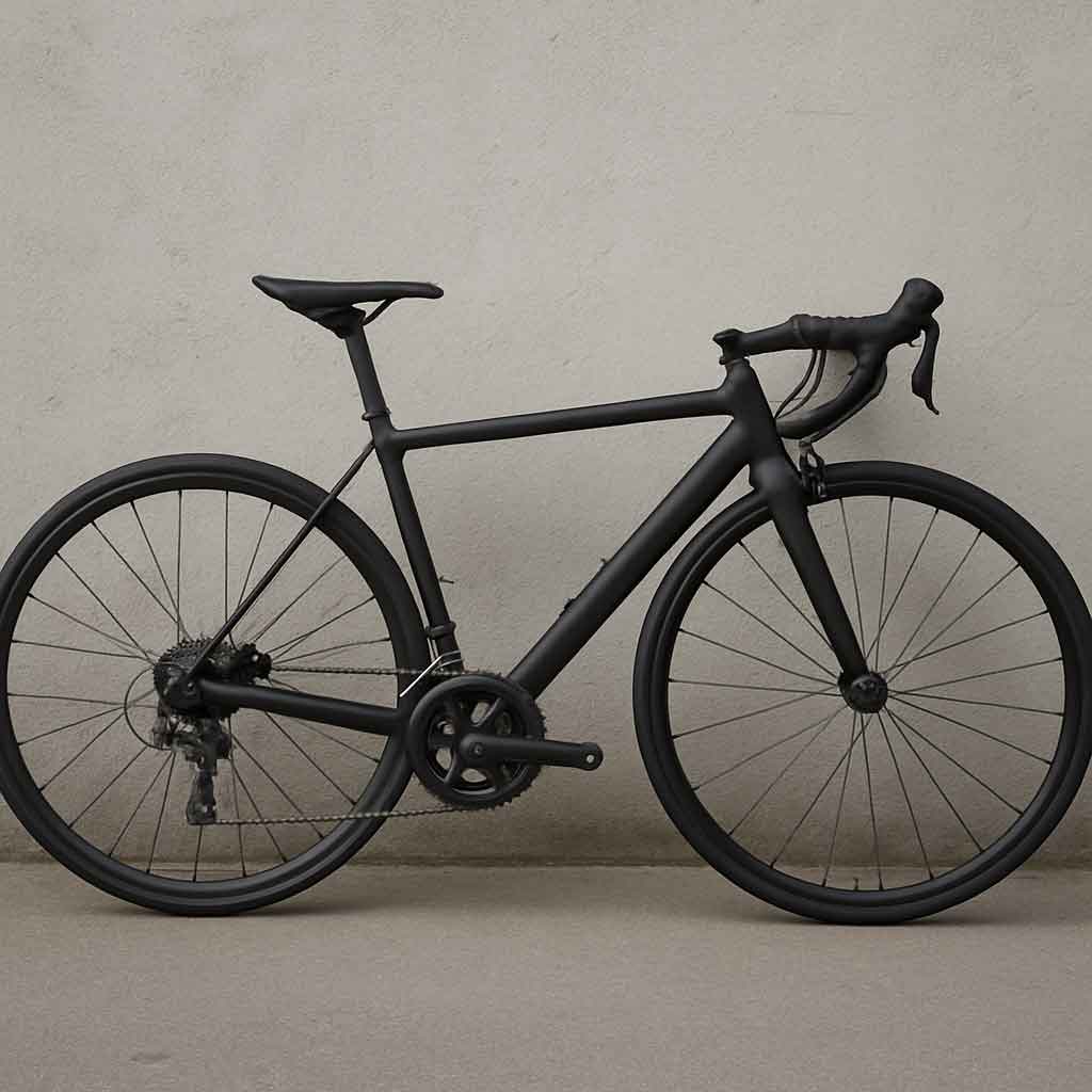 Matte black road bike
