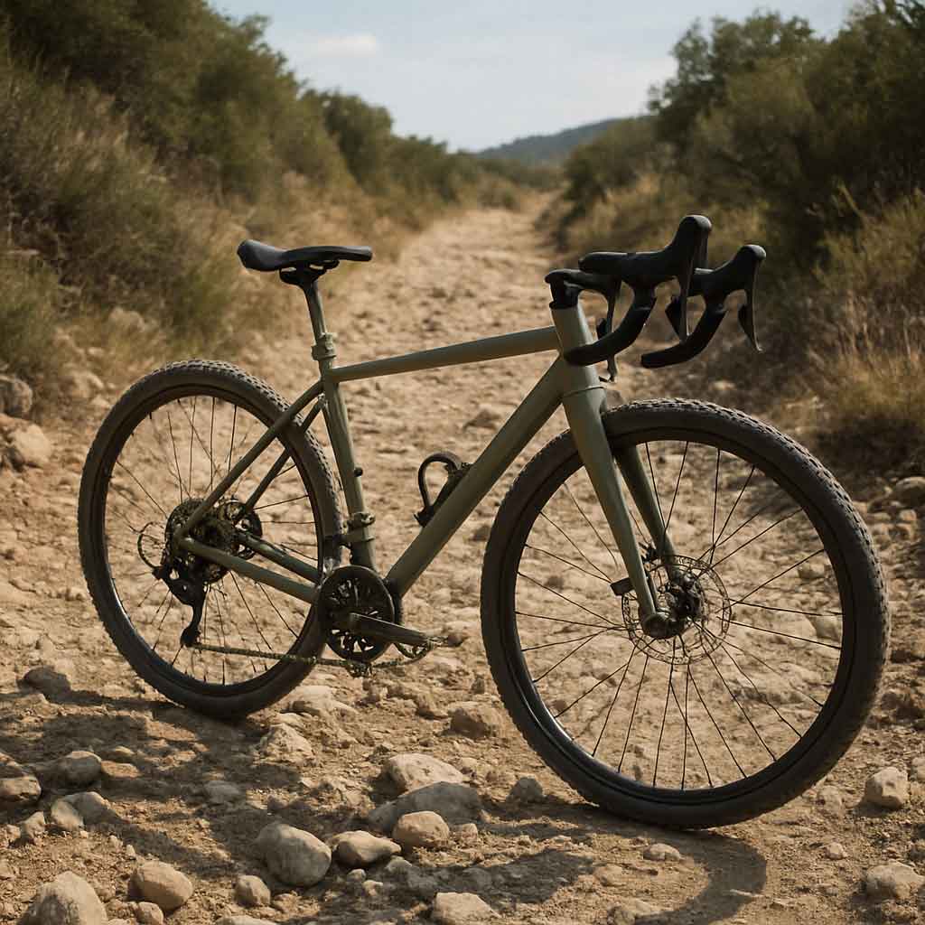 Gravel bike on a rocky trail