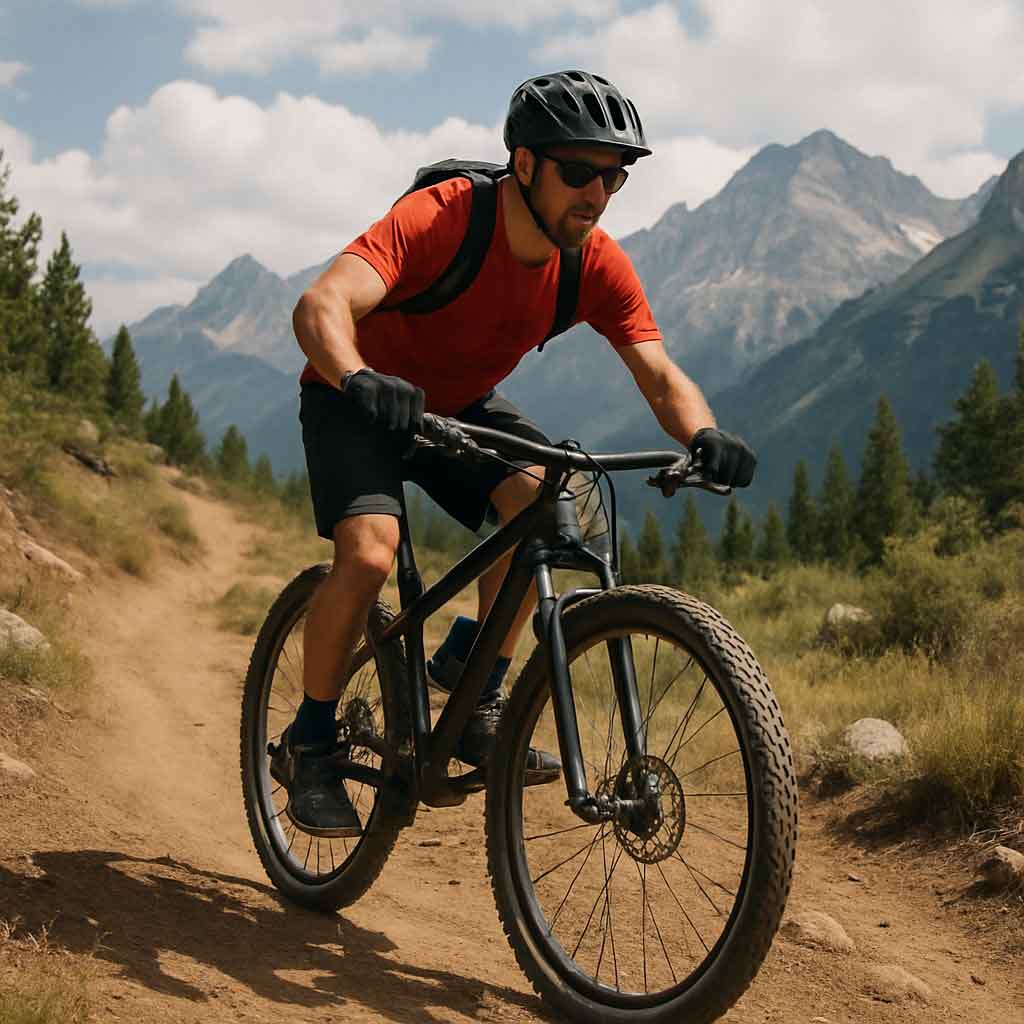 Mountain biker with 29 inch wheels