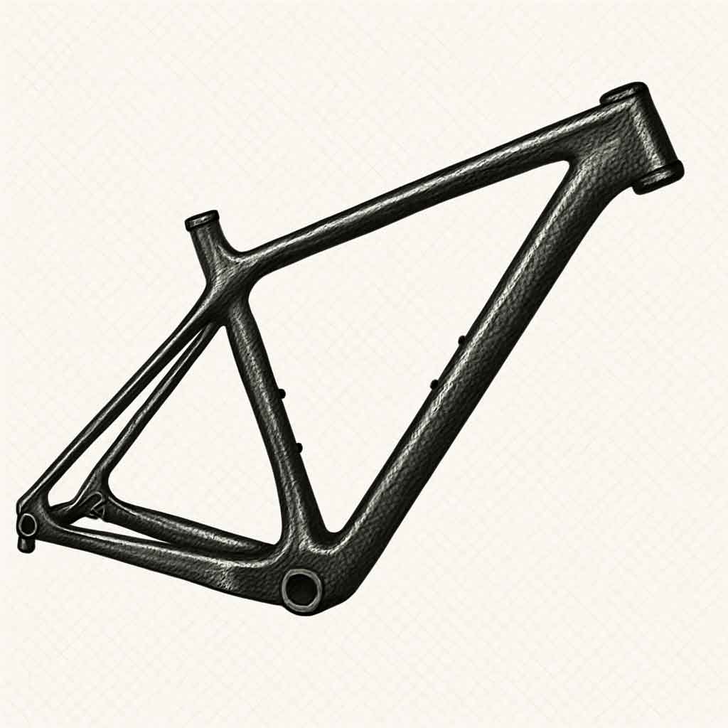 Carbon fibre mountain bike frame illustration