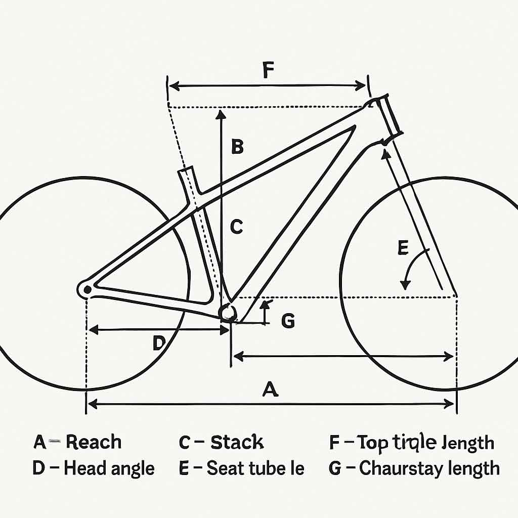 Mountain bike frame geometry diagram
