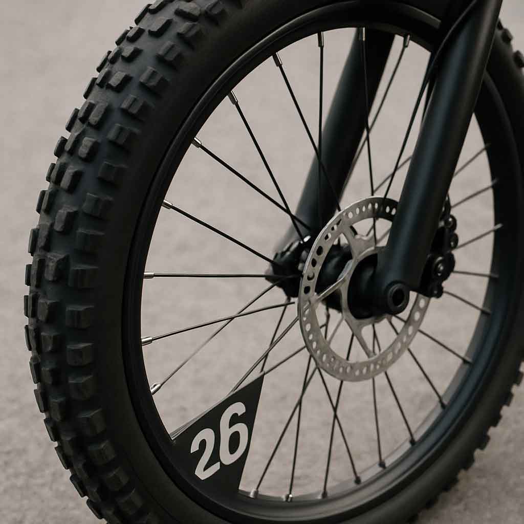 Close-up of 26-inch mountain bike rims