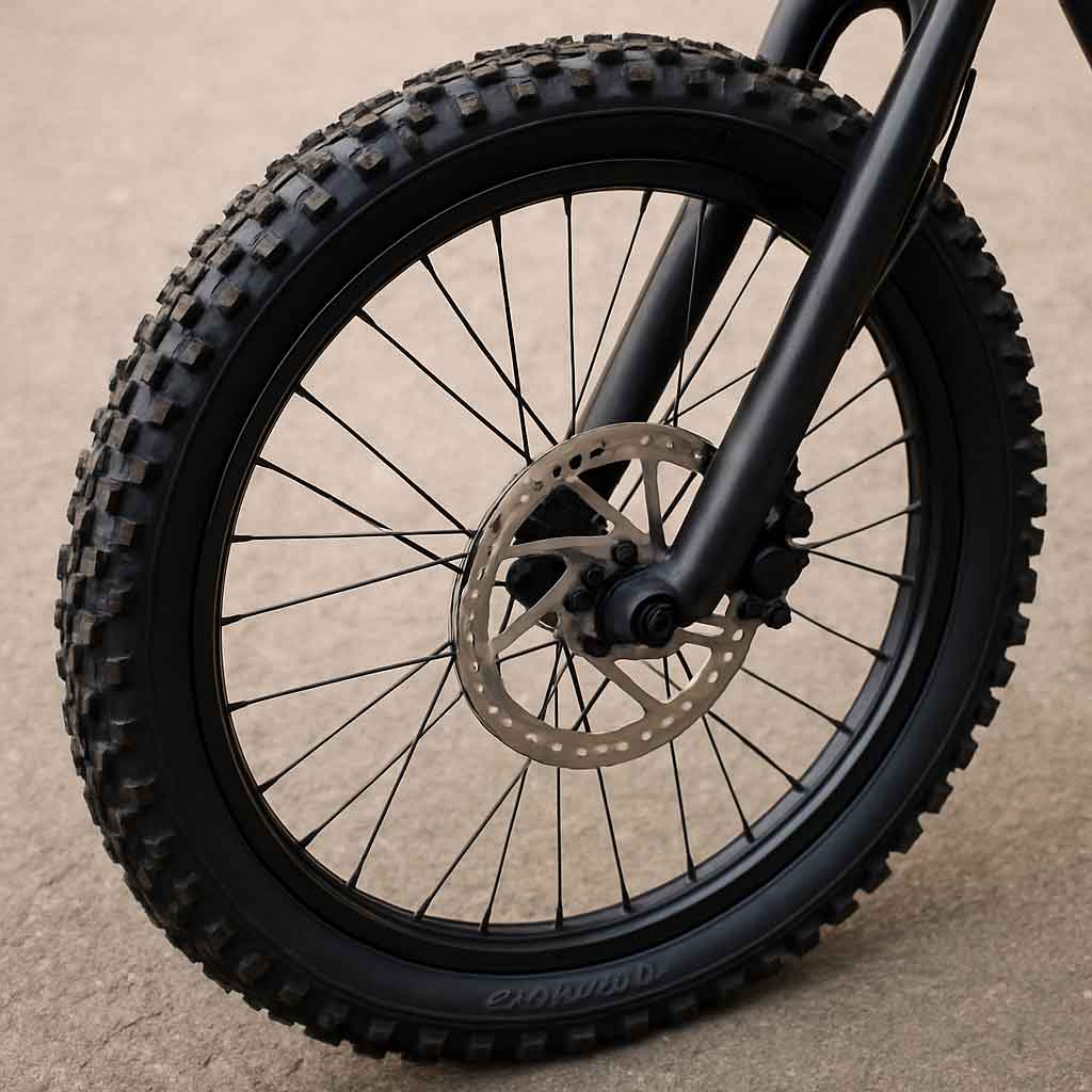 Close-up of a 26 inch mountain bike wheel