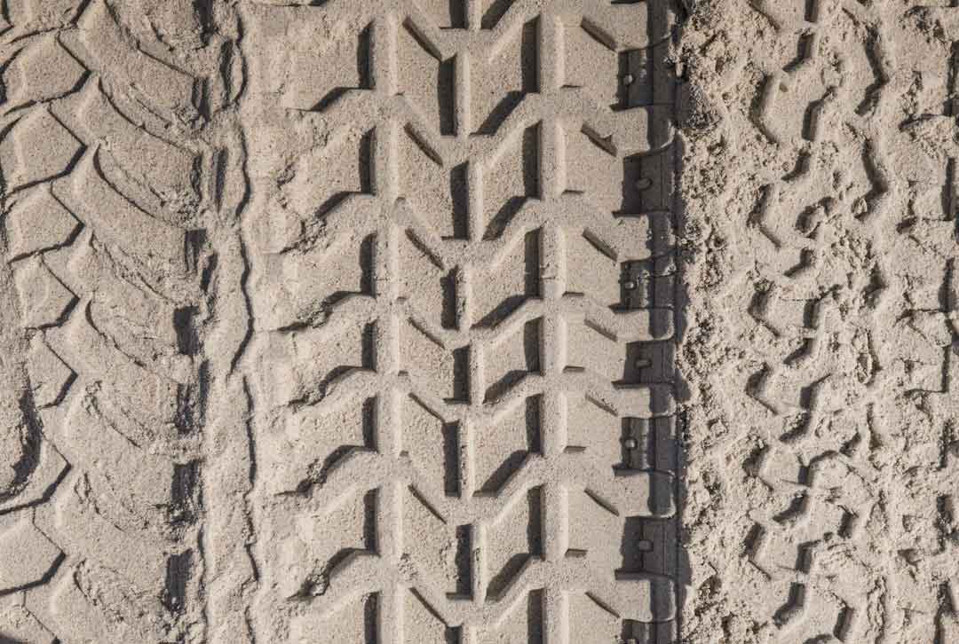 Close-up of tire tread on 26 inch wheel