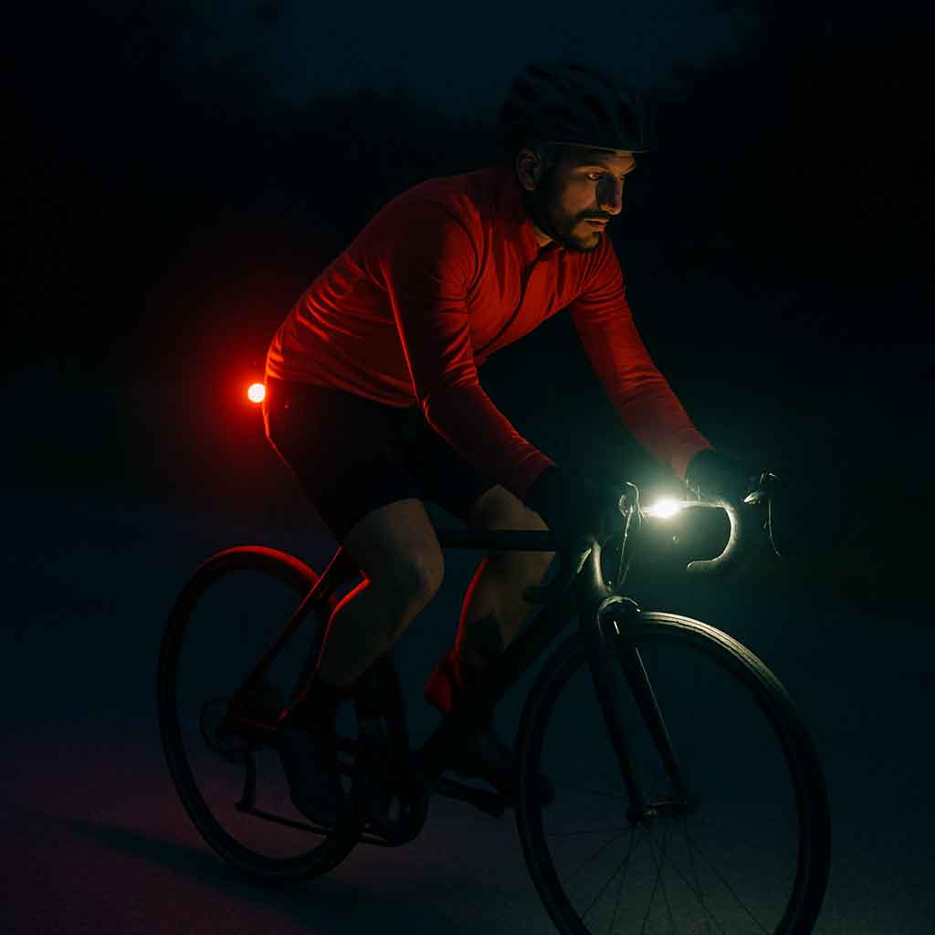Cyclist with bike lights