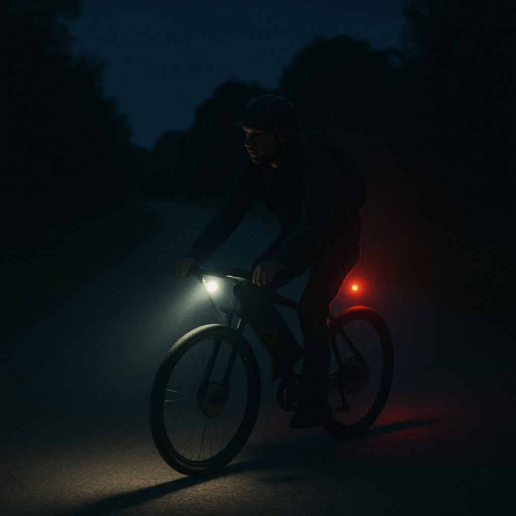 Night riding with bike lights
