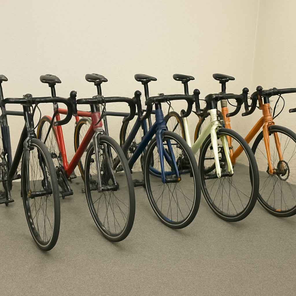 Variety of road bikes on display