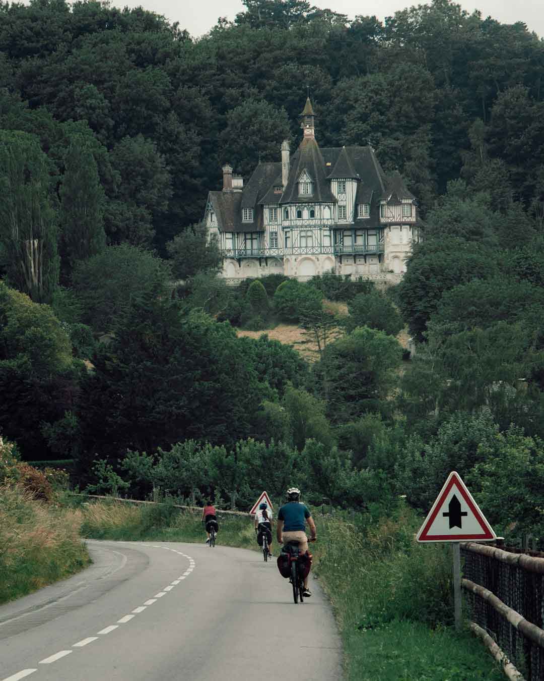 Cyclist on open road