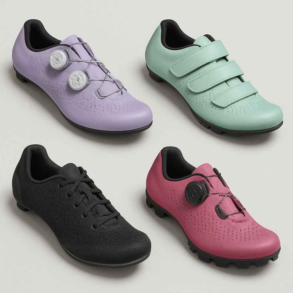 different types of women's cycling shoes