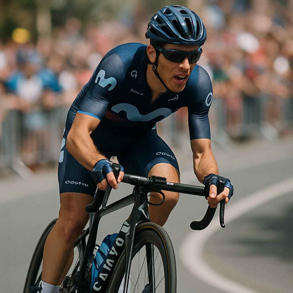 Cyclist on a high-end bike during a race