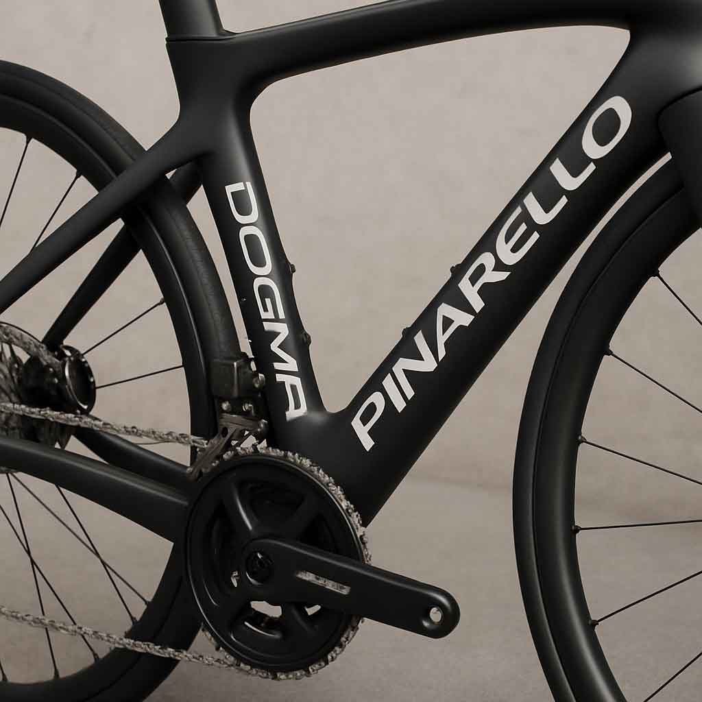 Close-up of the Dogma F frame and components