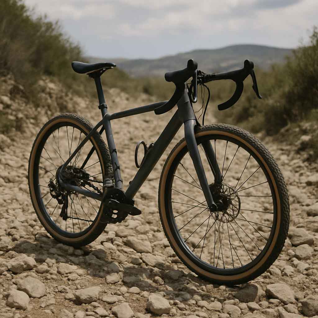 Gravel bike on rocky terrain