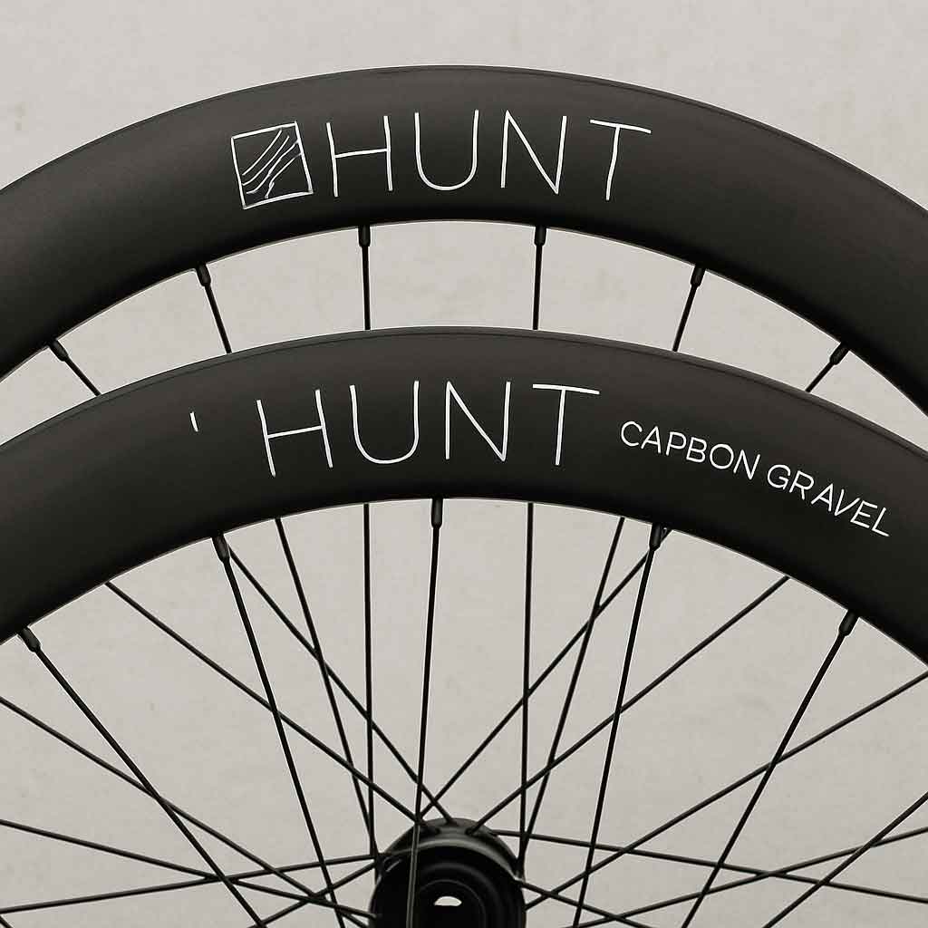 Close-up of Hunt carbon gravel wheels