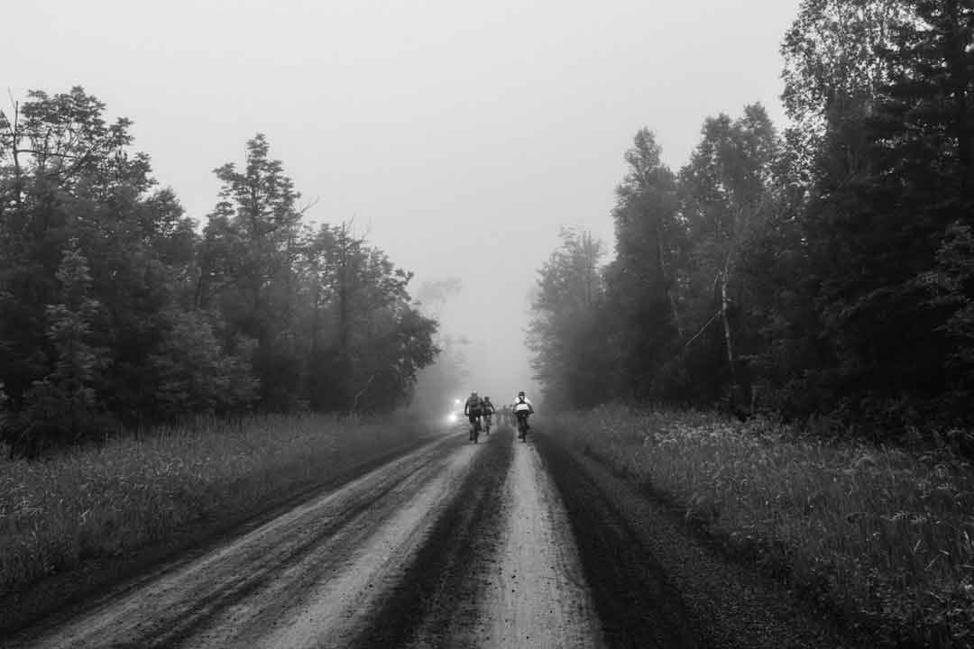 Cyclist on gravel trail