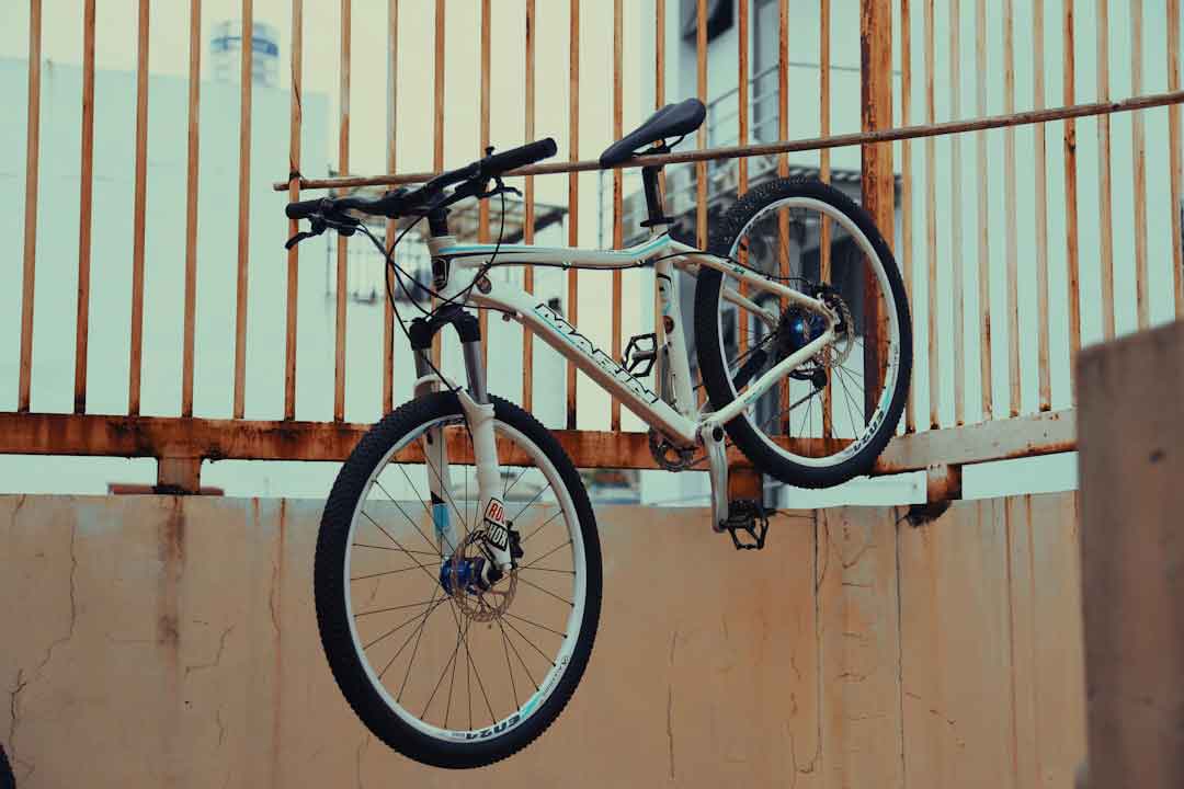 aluminum bicycle on a stand