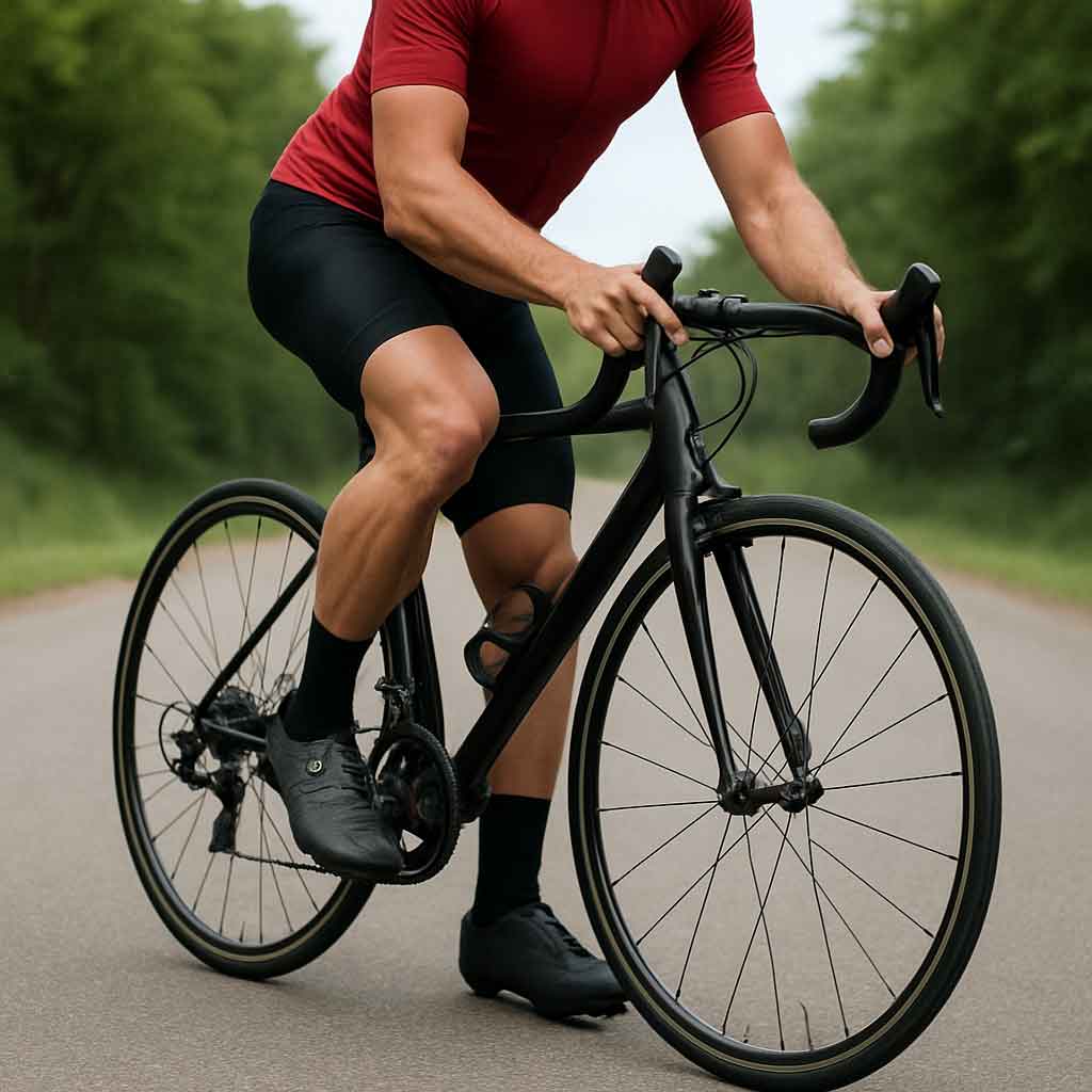 Cyclist with road bike shoes