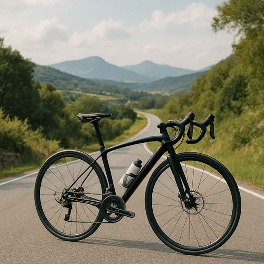 Endurance bike on a scenic road