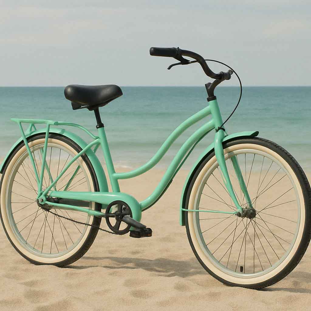 Women's beach cruiser bicycle