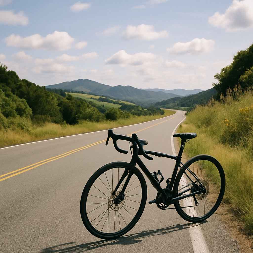 Endurance road bike on a scenic route