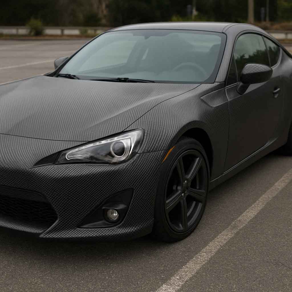 Car with carbon fiber wrap