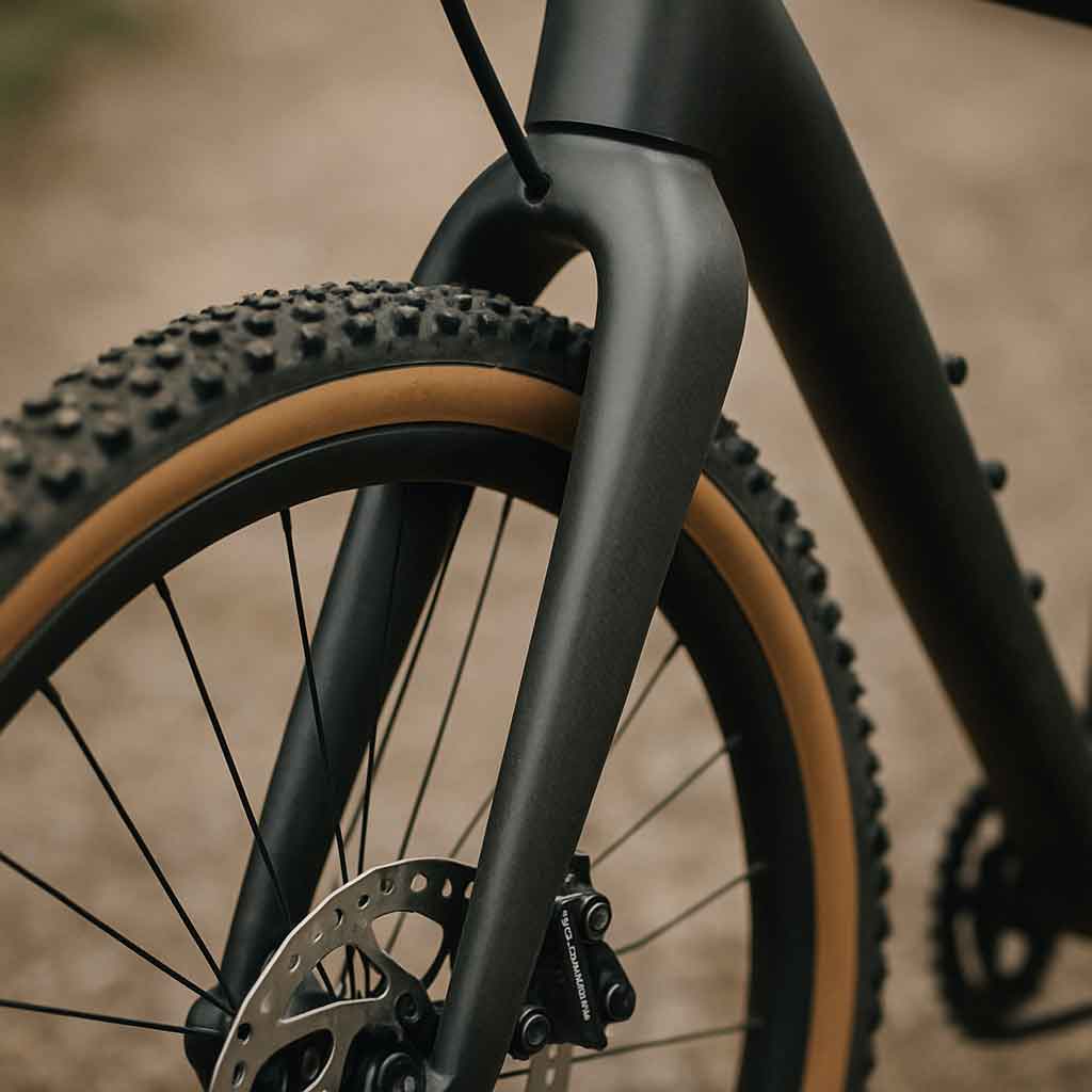 Gravel bike fork close-up
