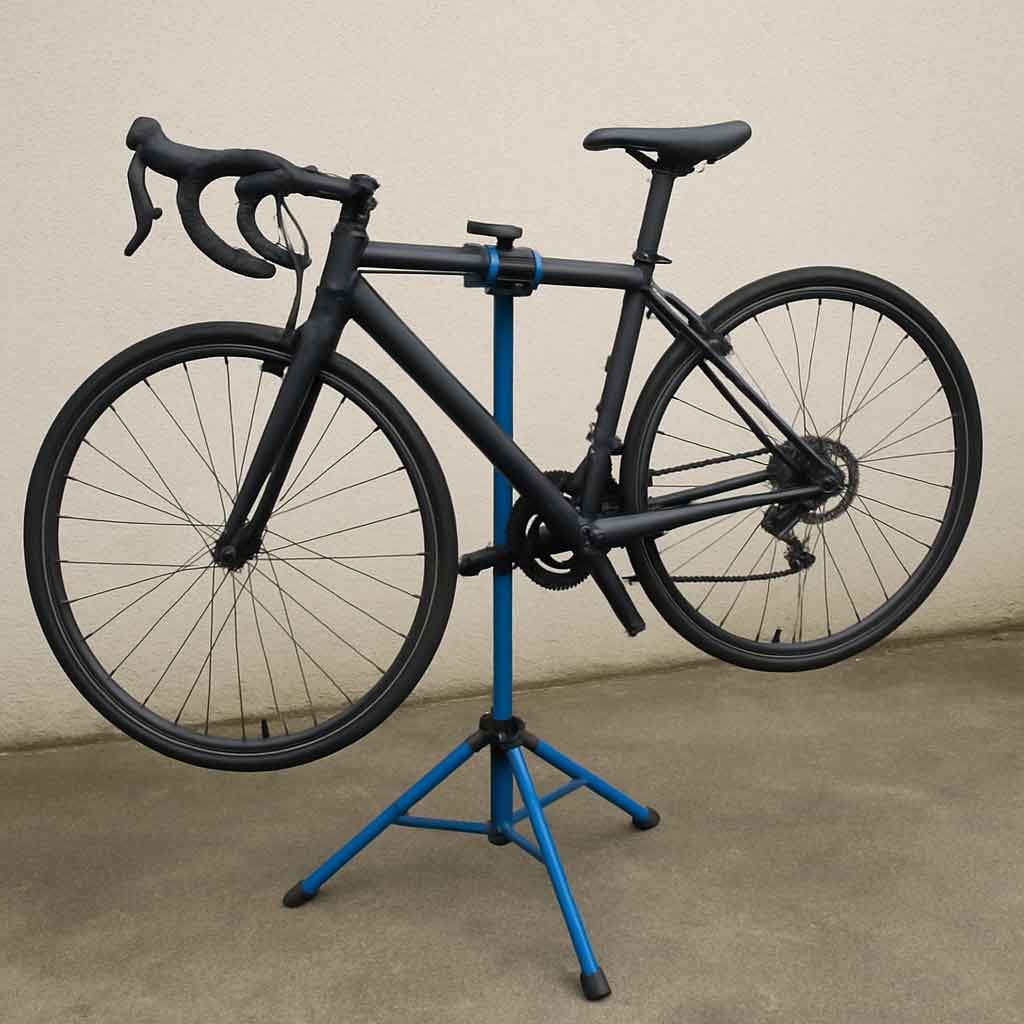 Bicycle on a maintenance stand
