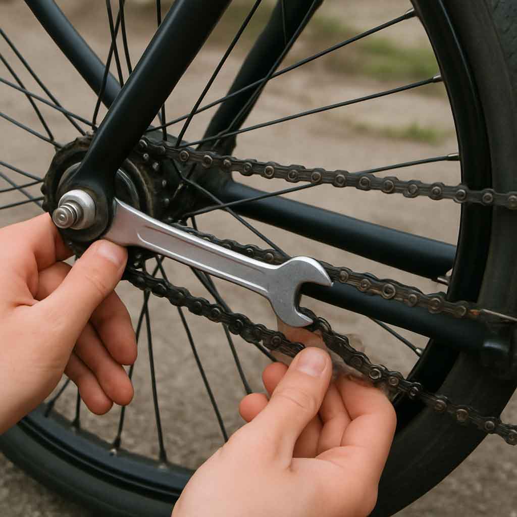 Adjusting bike chain tension