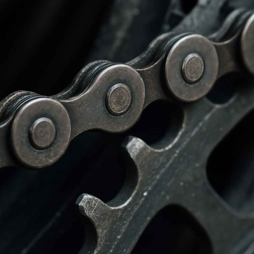 Close-up of a bicycle chain