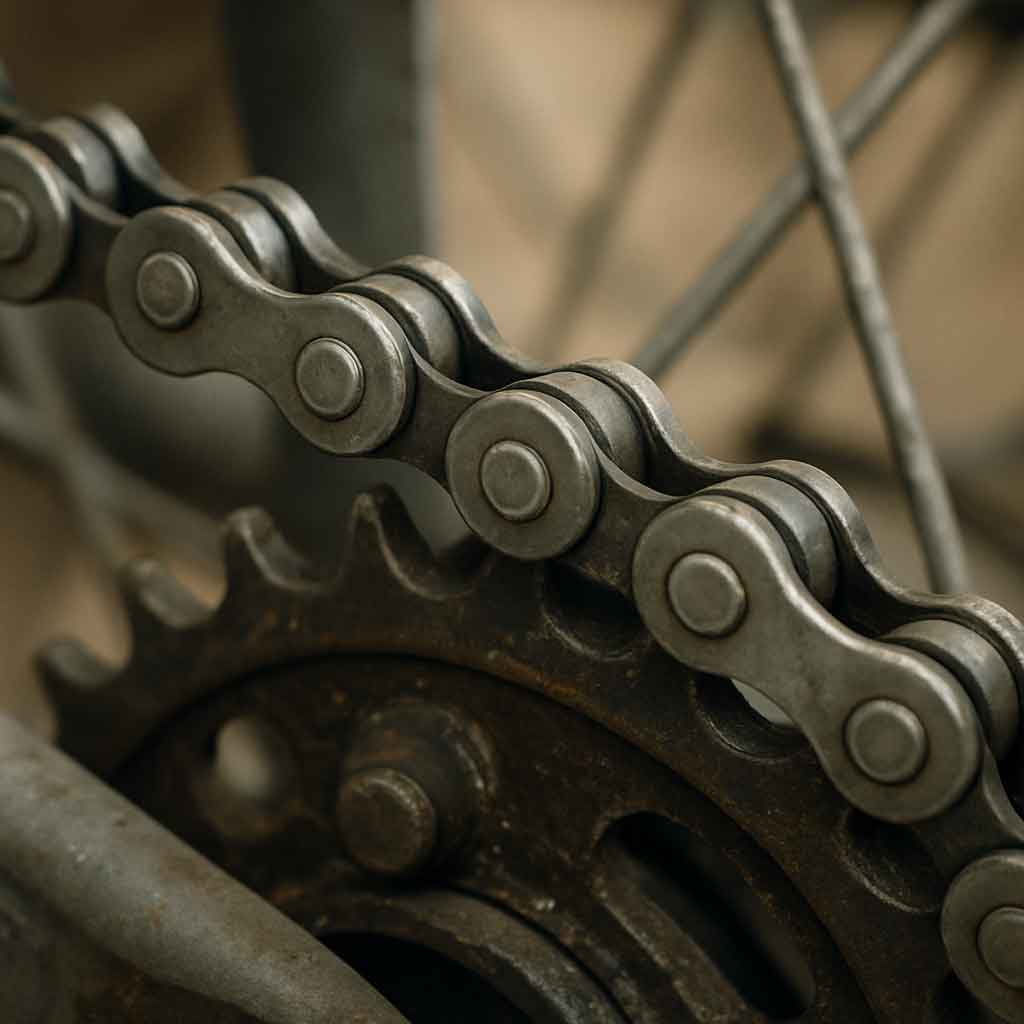 Close-up of a bicycle chain