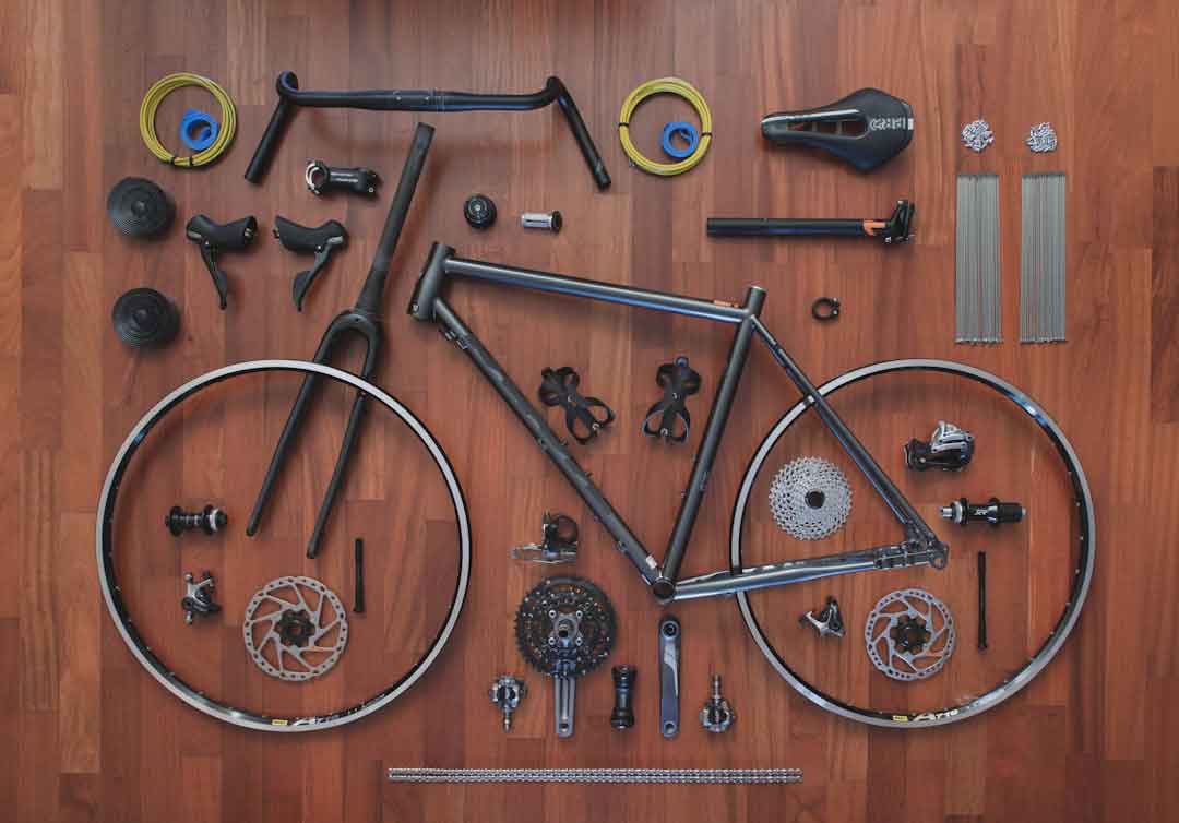 Components of a bike frame kit