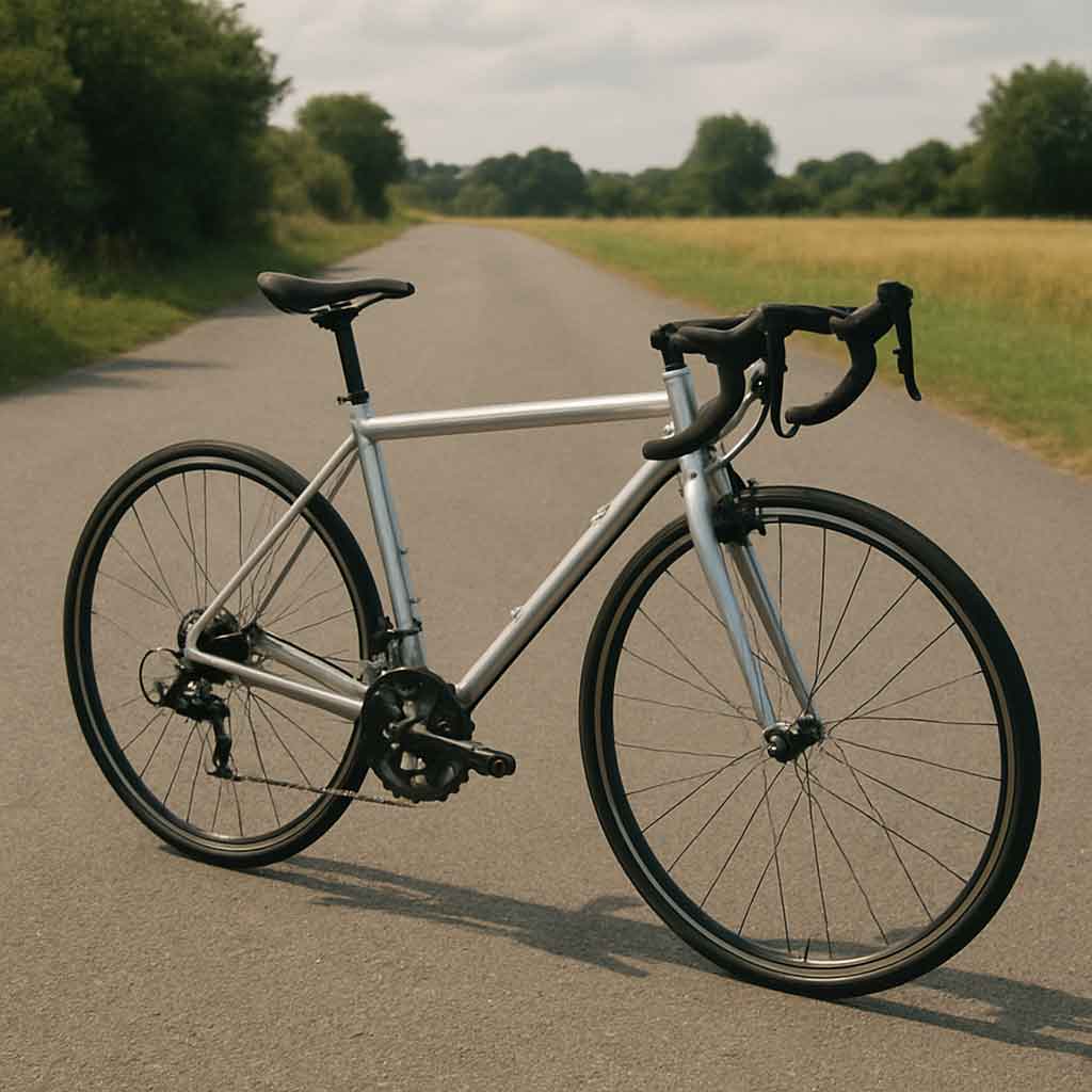 Vélo en aluminium sur une route asphaltée