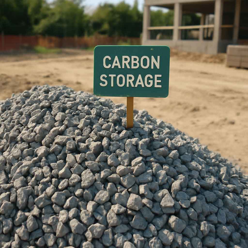 Gravel used in construction for carbon storage
