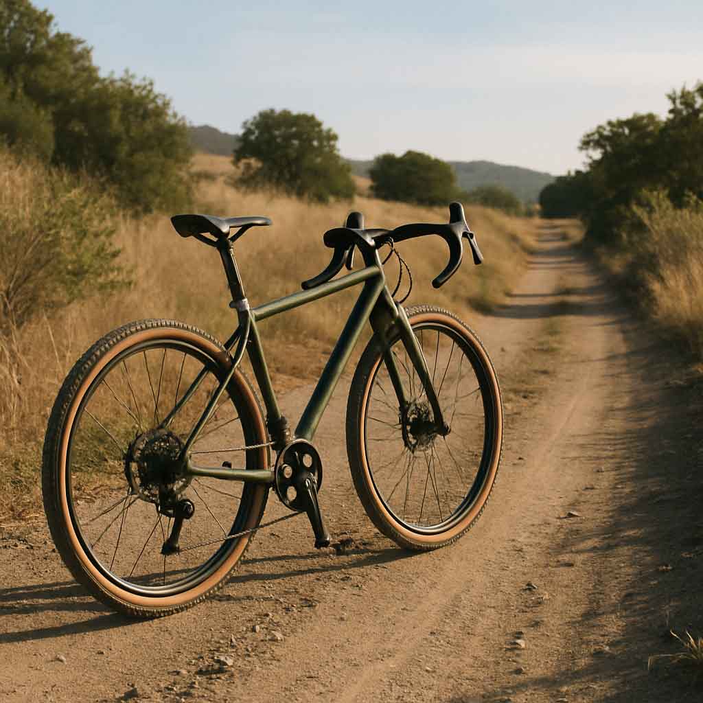 Gravel bike on a dirt trail