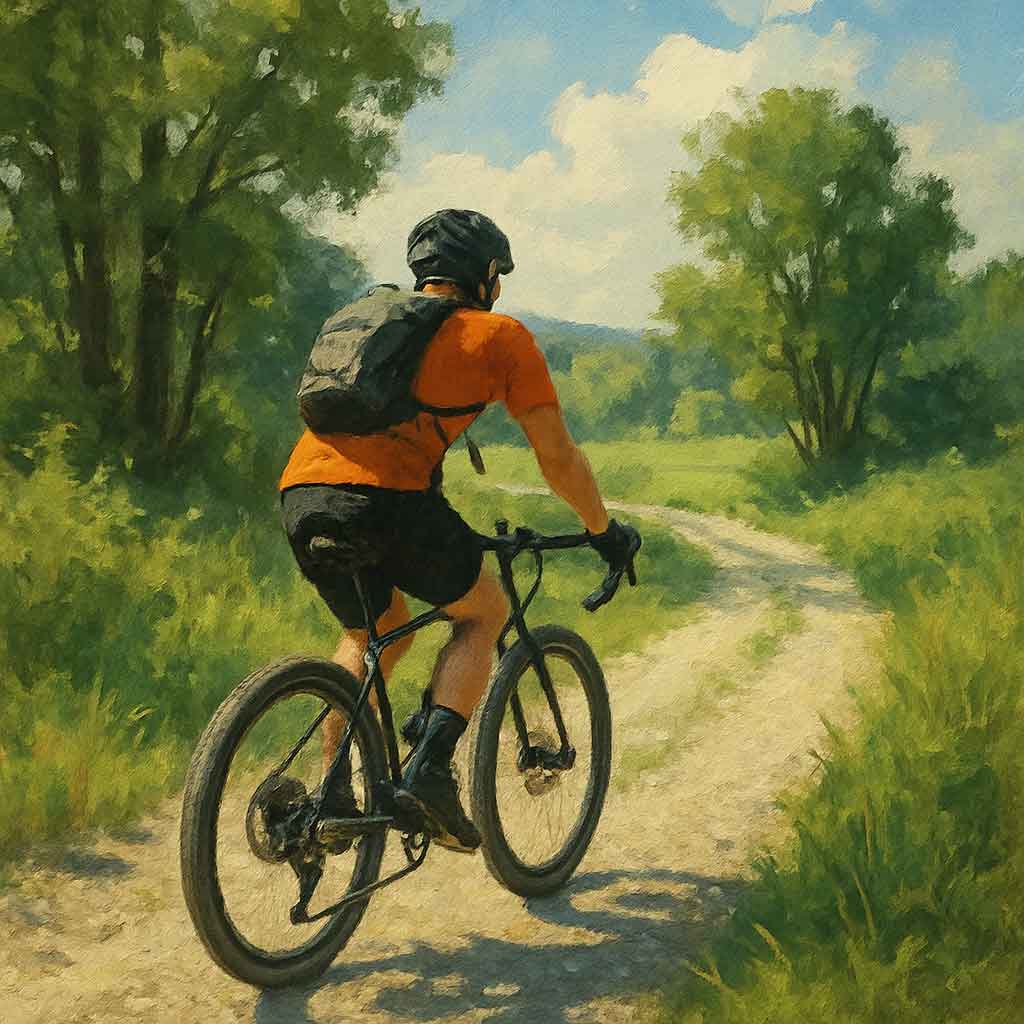 Gravel biking through nature