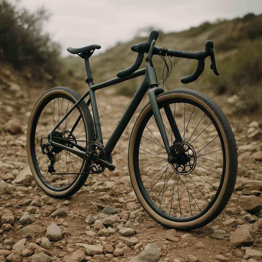 Gravel bike on rocky terrain