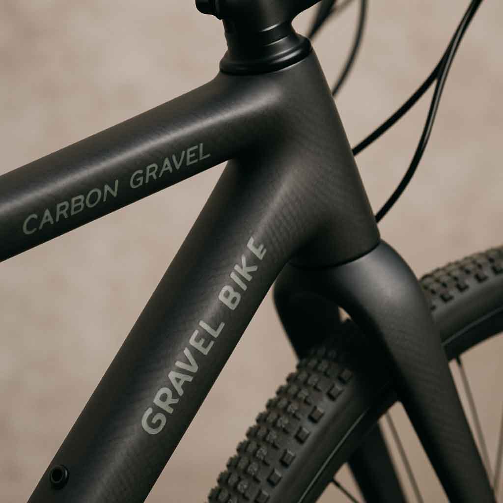 Close-up of carbon gravel bike frame