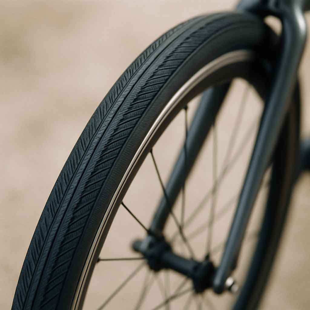 Road bicycle tire close-up