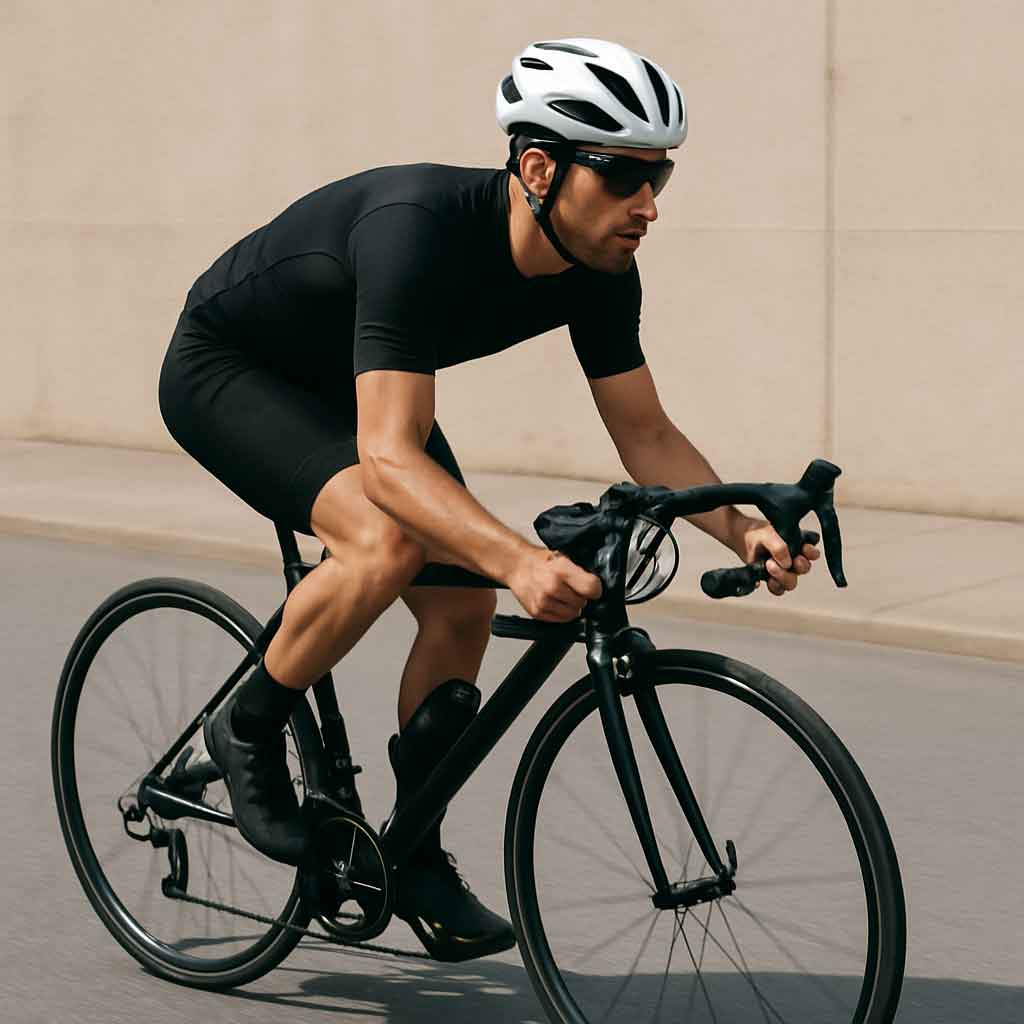 Road cyclist on a smooth surface