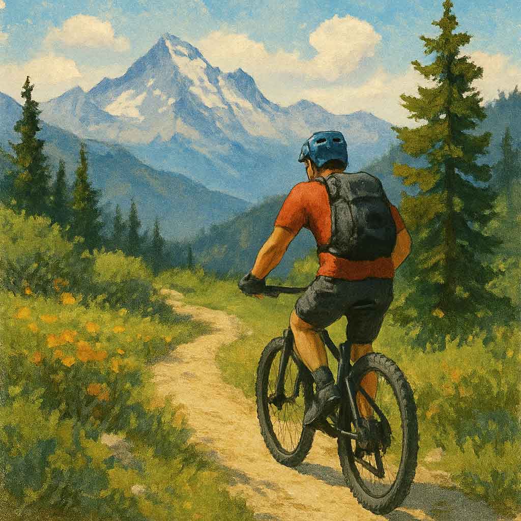 Mountain biker on a scenic trail