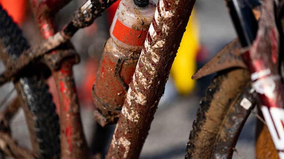 Close-up of Giant mountain bike suspension
