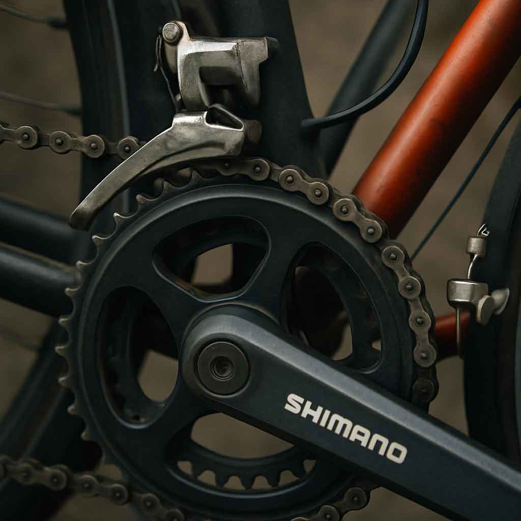 Close-up of bike components