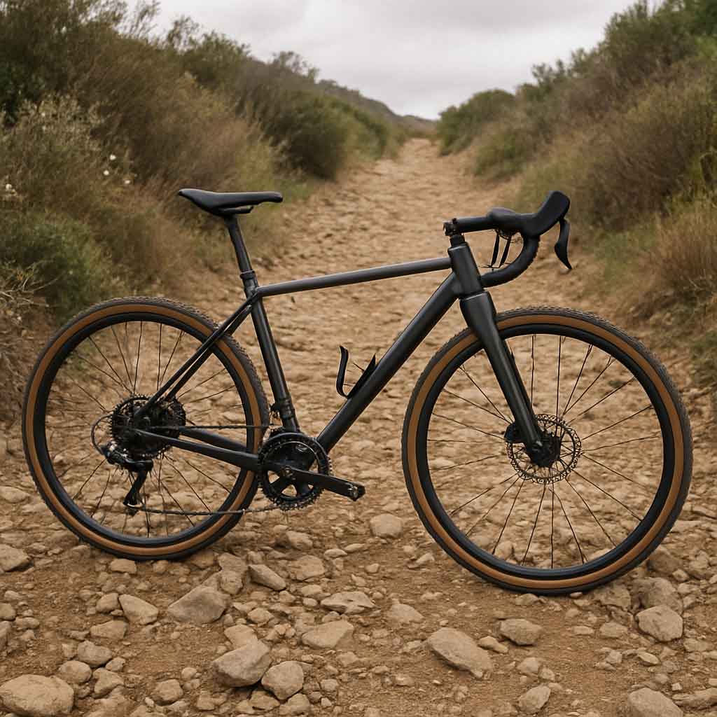 gravel bike on rocky trail