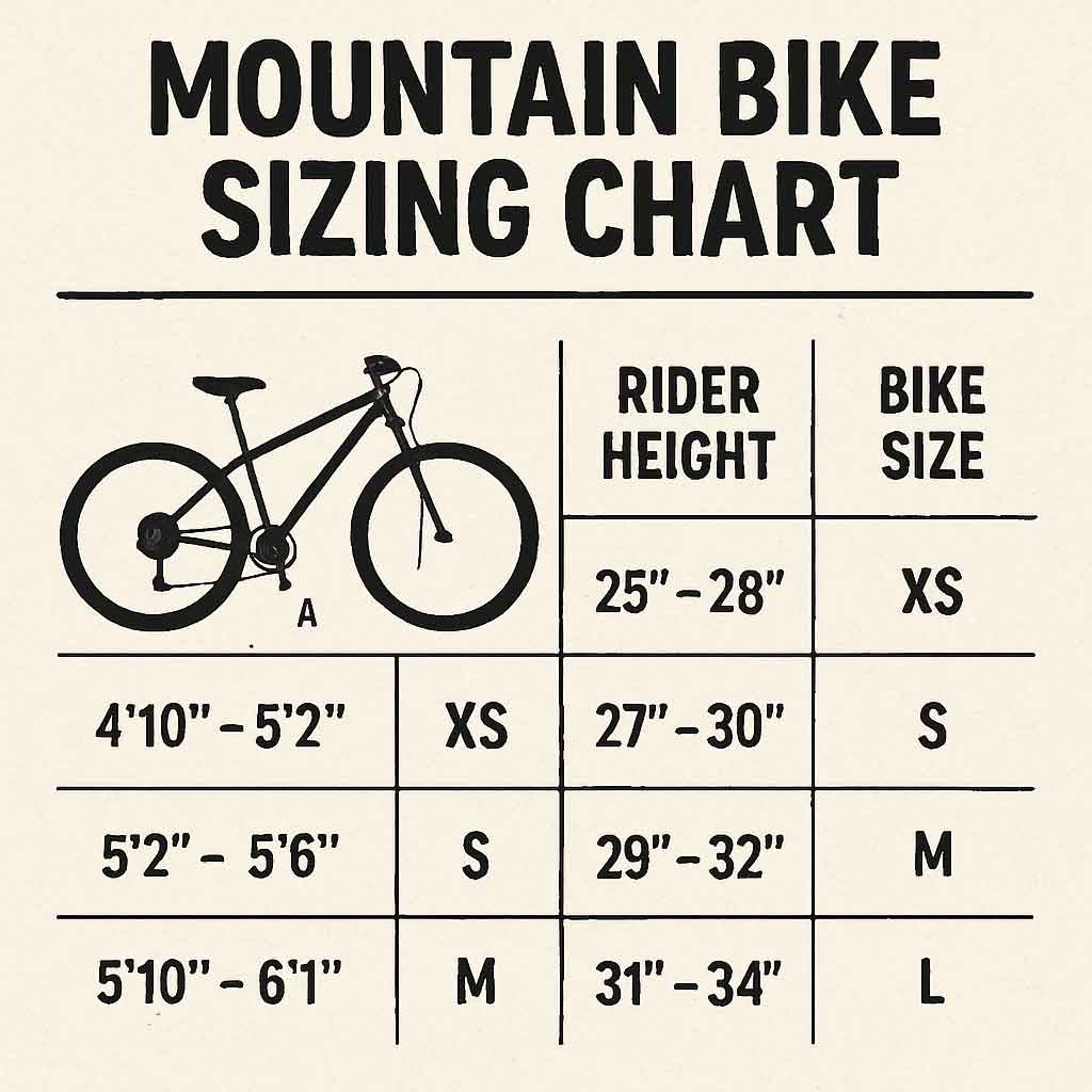 Mountain bike sizing chart